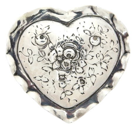 Heart-Shaped Sterling Silver Antique Patch Box