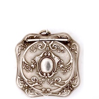 Octagonal Sterling Silver  Antique Art Nouveau Patch Box with Stunning Embossed Leaves and Flowers (NEW)