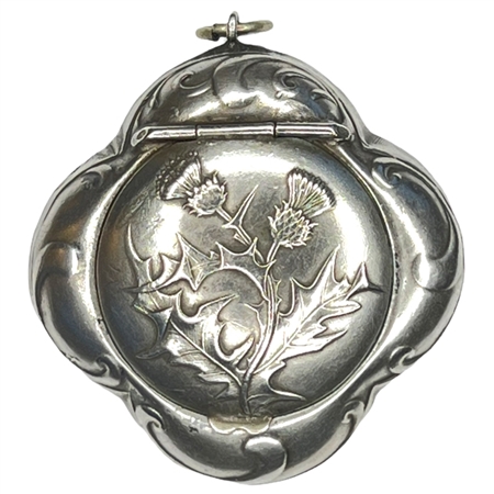 Art Nouveau Quatrefoil French Patch Box with Stunning Embossed Flower