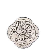 Embossed Singular Marigold Flower and Leaves Decorate Sterling Silver  Art Nouveau Quatrefoil French Patch Box