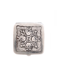 RepoussÃ© and Embossed Roses Adorn Antique Sterling  Silver Snuff Box