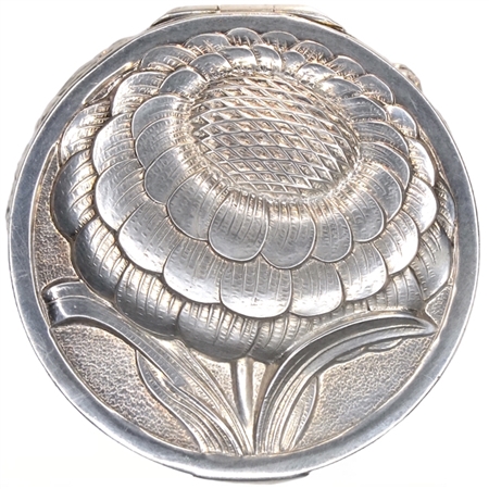 Embossed Compact with Stunning Solitary Sunflower