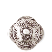 Sterling Silver Art Nouveau Quatrefoil French Patch Box with Gorgeous Embossed Flower Garlands and Leaves