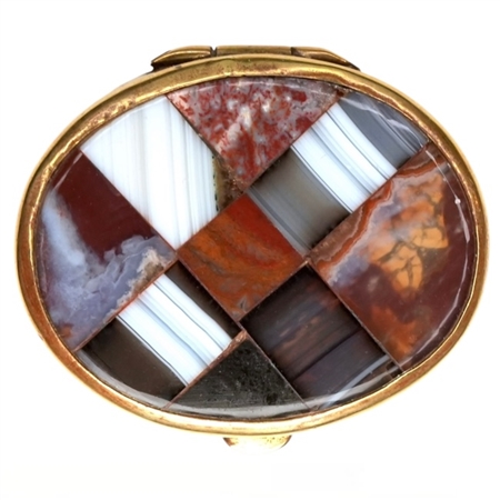 Beautiful Antique Victorian Agate Snuff Box