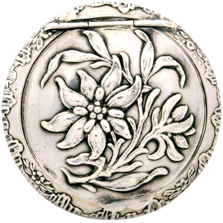 Art Nouveau French Patch Box with Stunning Embossed Edelweiss